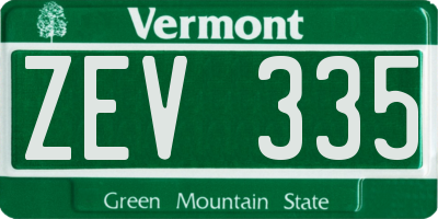 VT license plate ZEV335