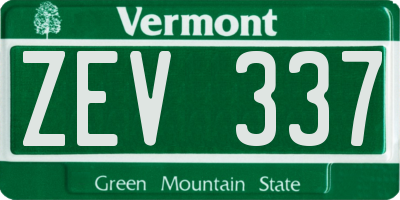 VT license plate ZEV337