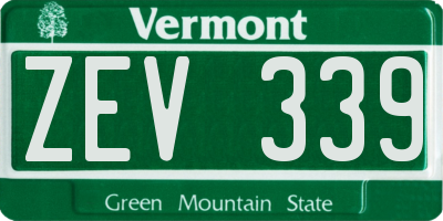 VT license plate ZEV339