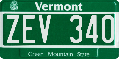 VT license plate ZEV340