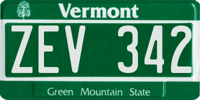 VT license plate ZEV342