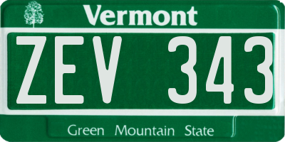 VT license plate ZEV343