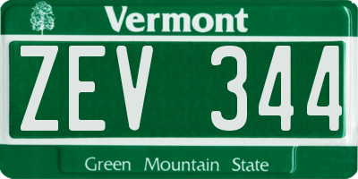 VT license plate ZEV344