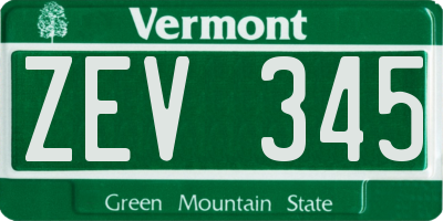 VT license plate ZEV345