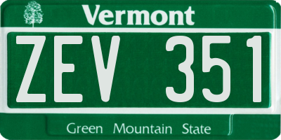 VT license plate ZEV351