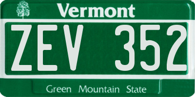 VT license plate ZEV352