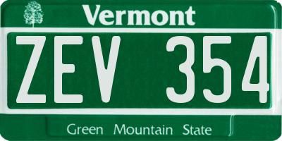 VT license plate ZEV354