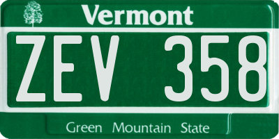 VT license plate ZEV358