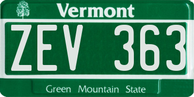 VT license plate ZEV363