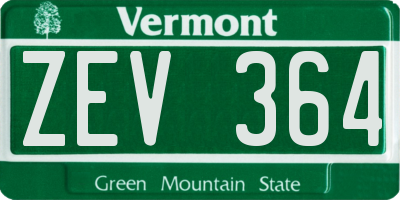 VT license plate ZEV364