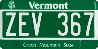 VT license plate ZEV367