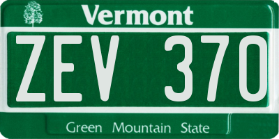 VT license plate ZEV370