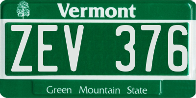 VT license plate ZEV376