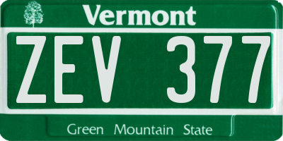 VT license plate ZEV377