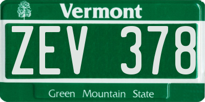 VT license plate ZEV378