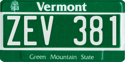 VT license plate ZEV381