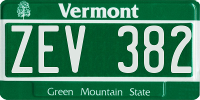 VT license plate ZEV382