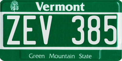 VT license plate ZEV385