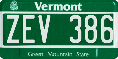 VT license plate ZEV386