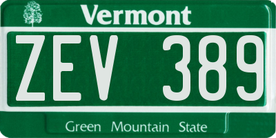 VT license plate ZEV389