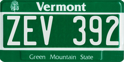 VT license plate ZEV392