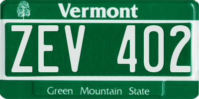VT license plate ZEV402