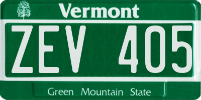 VT license plate ZEV405