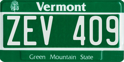 VT license plate ZEV409