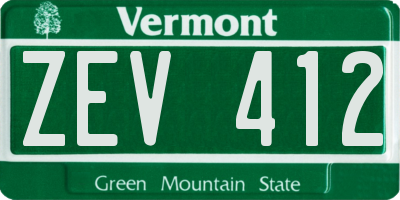 VT license plate ZEV412
