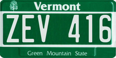 VT license plate ZEV416