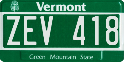 VT license plate ZEV418