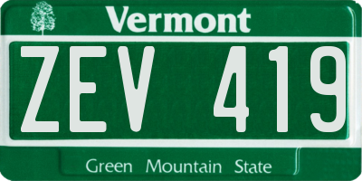 VT license plate ZEV419