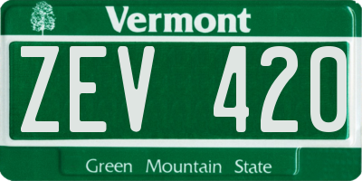 VT license plate ZEV420