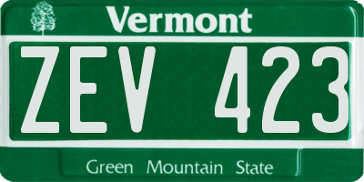 VT license plate ZEV423
