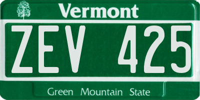 VT license plate ZEV425
