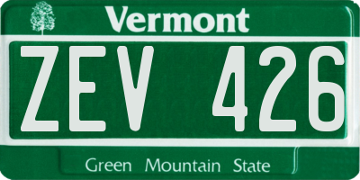 VT license plate ZEV426