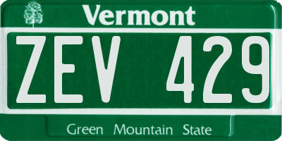 VT license plate ZEV429