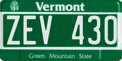 VT license plate ZEV430