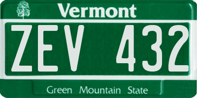 VT license plate ZEV432