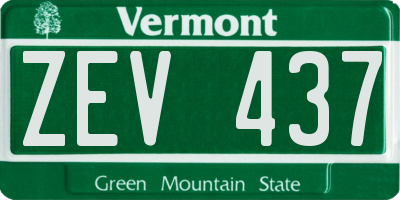 VT license plate ZEV437