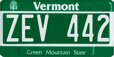 VT license plate ZEV442