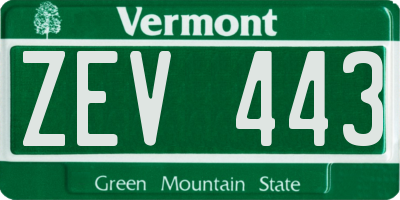 VT license plate ZEV443