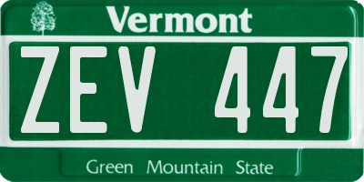 VT license plate ZEV447