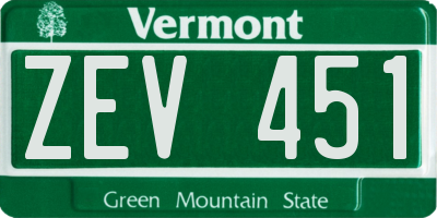 VT license plate ZEV451