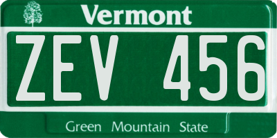 VT license plate ZEV456