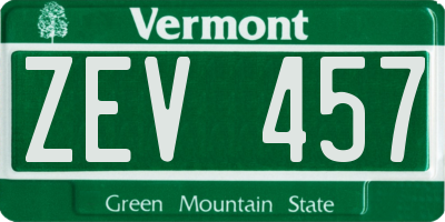 VT license plate ZEV457