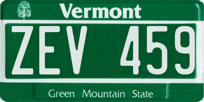 VT license plate ZEV459