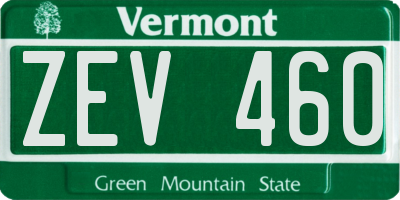 VT license plate ZEV460