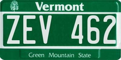 VT license plate ZEV462