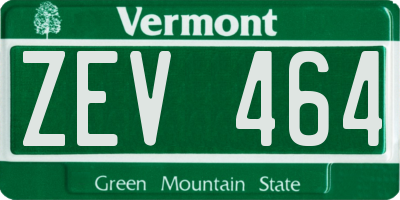 VT license plate ZEV464